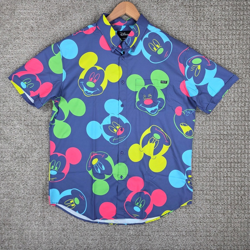 RSVLTS Disney 100 Mickey Pop Neon Limited Edition Mens XL Button Down Shirt
